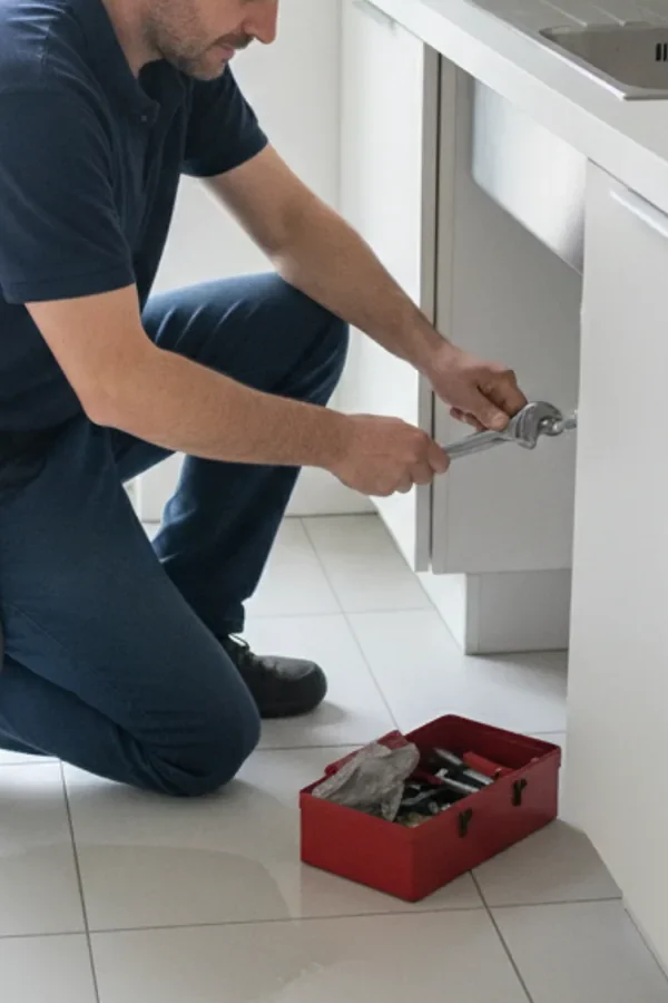Idraulico di emergenza al lavoro a Milano